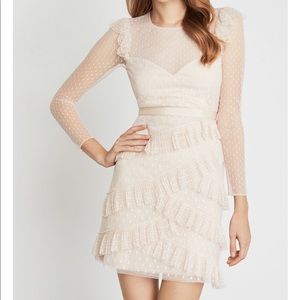 BCBG MAXAZRIA Pleated Tulle Ruffle Dress